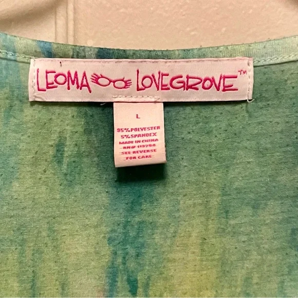 LEOMA LOVEGROVE Women’s Short Sleeve Flamingo Top. Sz L. - Picture 3 of 3